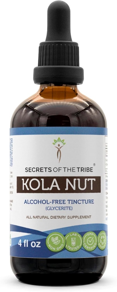 Kola Nut Tincture无酒精提取物部落的秘密,Kola坚果(可乐积分)干果(4 FL OZ)