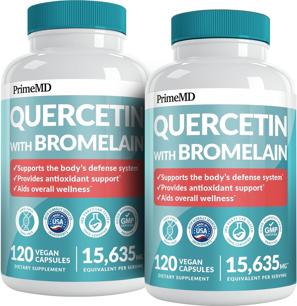 28-in-1 Quercetin with Bromelain Supplement - Quercetin 500mg Capsules for Daily Immune Defense Support - Quercetin with Vitamin C and Zinc for 富含维生素D的成年人(120 cm,包装为 2) 维基百科中的相关条目