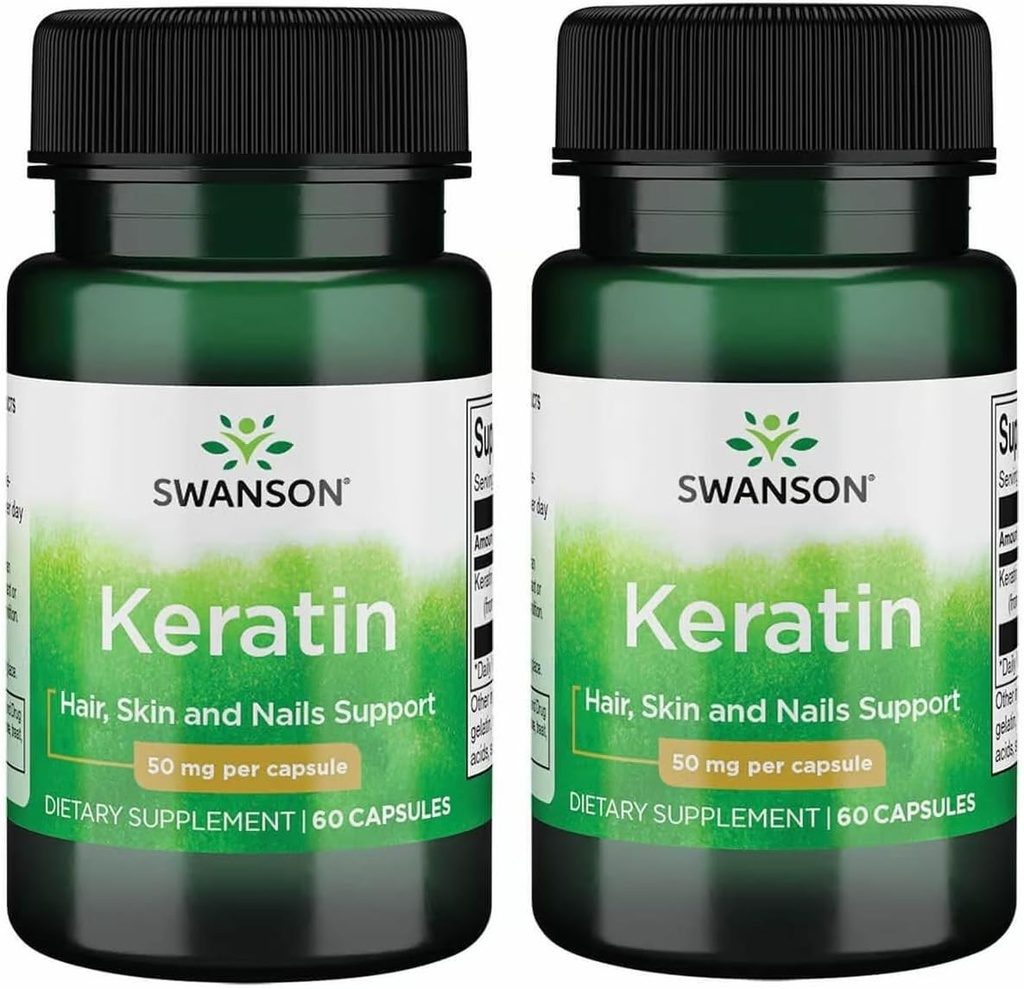 Swanson Keratin(来自藏文Wool) - 促进健康关节,头发,皮肤和钉子的自然补充物 - 帮助努里什健康连接组织 - (60卡普尔,每包50毫克) (2包)