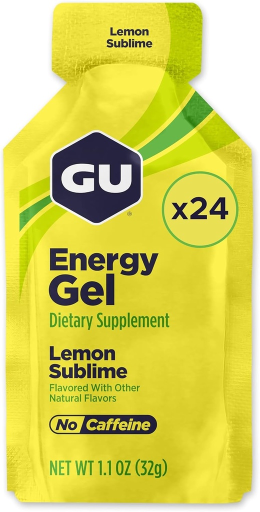 GU 能源 原始体育营养 能源 Gel, Vegan, Gluten-Free, Kosher, 以及乳品 任何工作都免费的能源,24 Count, Lemon Sublime