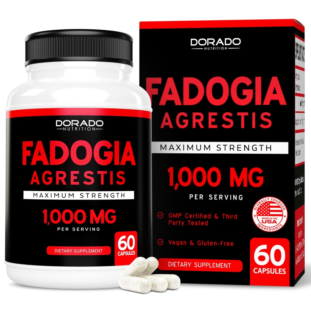 Fadogia Agrestis 提取 1000 mg / service - [最大强度] - 强度,驱动力,运动性能,肌肉质量 - 第三方测试 - 零填充器 - Gluten Free, 非GMO, Vegan Capsules