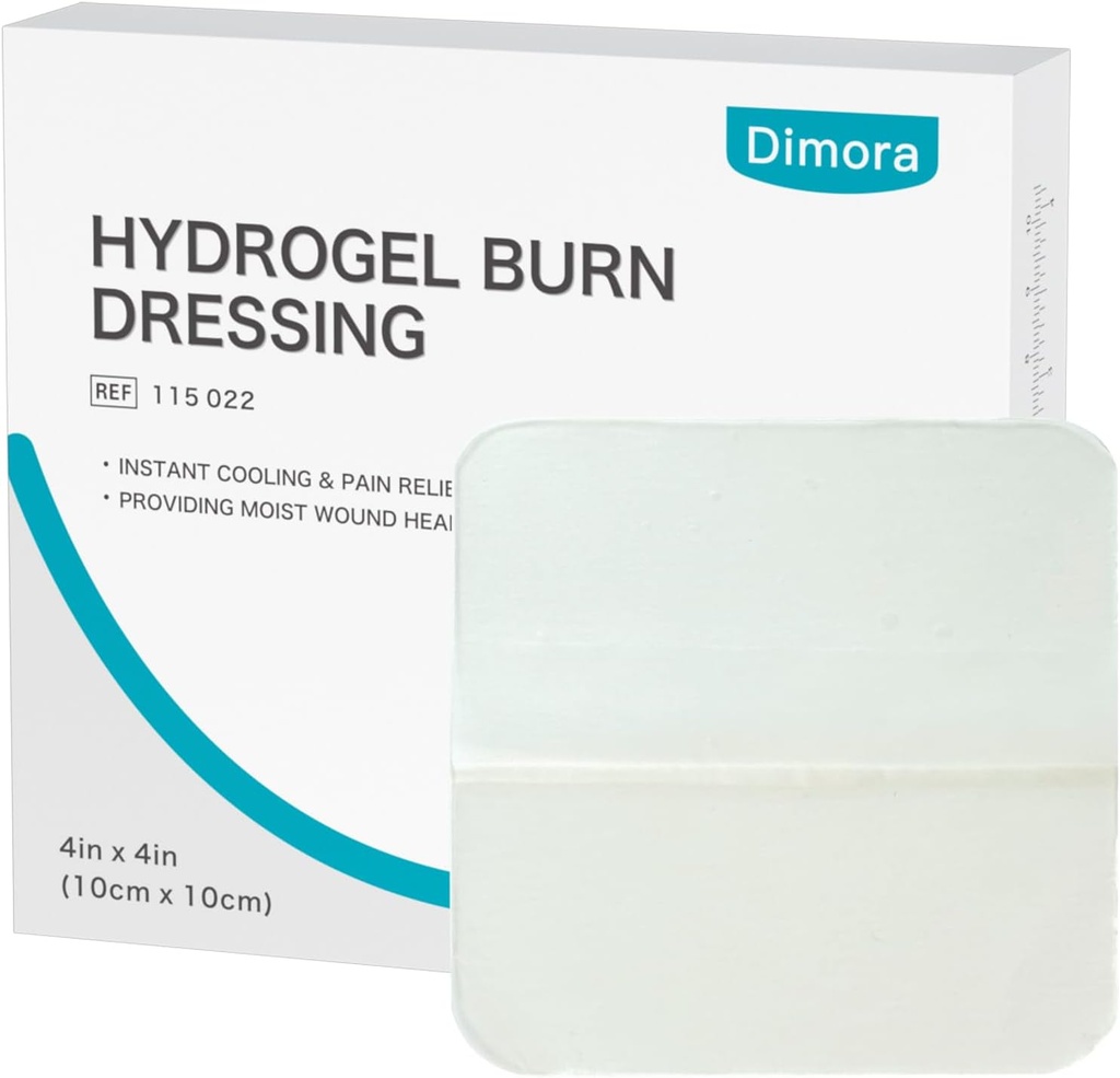 Dimora Hydrogel Burning 4"×4" - 烧和伤sdressing 瞬间冷却救治小烧和伤者,Soothing Moist Burning Pades 为第1-2度烧,切,Abrasions(10个计数)