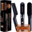 TAME 野生胡子刷和野生胡子刷 -- -- 带有3个可调整温度的Ionic Heated Comb -- -- Wooden Beard Comb for Groming -- -- 所有发型的防缩安全