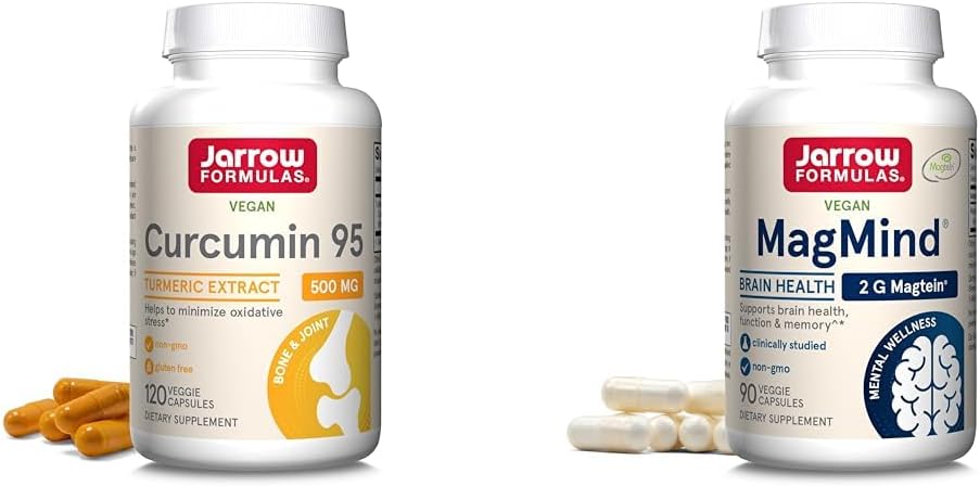 Jarrow Formulals Curcumin 95 500mg - 最多120名服务员(Veggie Caps) - Turmeric Curcumin 提取器和MagMind脑部健康与Magtein (Magenesium L-Threonate),饮食补充