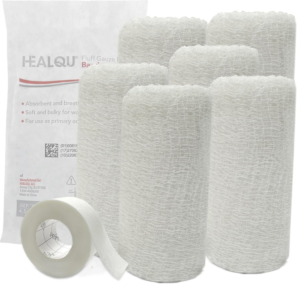 Kerlix Gauze Bandage Rolls - 4 1/2. in 4.1 Yds, 6 Ply - 6 单型Sterile Pocuhes - 额外吸附力 - 免费乳胶,医院级棉绒Bandage 包装皱纹样式 - 用于伤员护理和急救