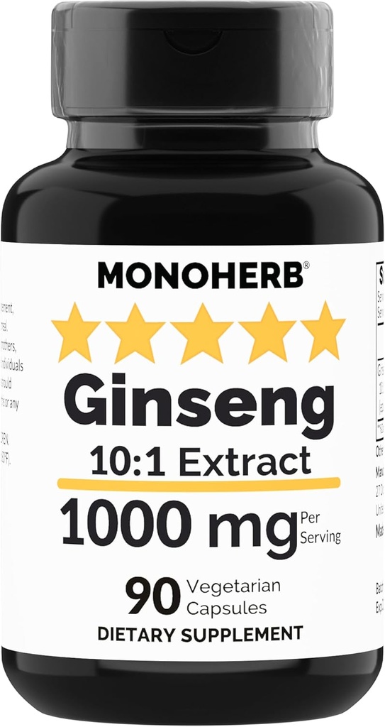 MONOHERB Ginseng 提取 1000毫克 - 90 个蔬菜笼盖
