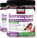 强制因子 Somnapure Gummys与Melatonin,《偶尔失眠的成年人无药睡眠支助补充》,Dream Berry Flavor, 120 Counter (Pack of 2)