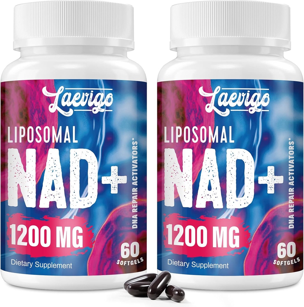Liposomal NAD+ Supplement 1200mg 高吸附,细胞能和Mitochondrial 支持,NAD 长寿和生命力附加,抗衰老公式,120软胶