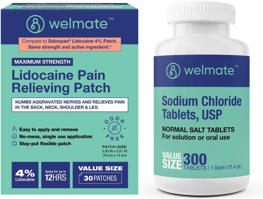 WELMATE 回收桶:氯化钠片,300厘米+4% Lidocaine Numbing Patch 30厘米