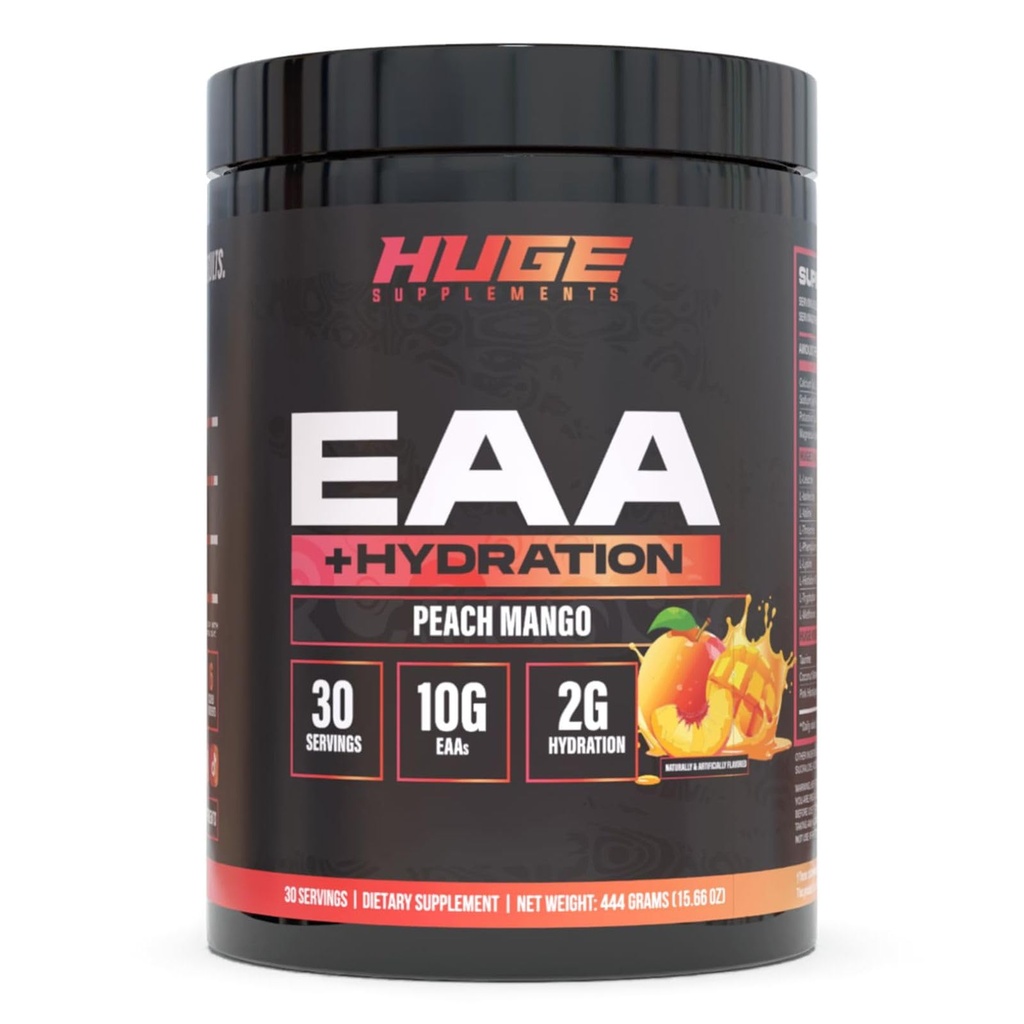 大型EAA补充剂,最高剂量的基本氨基酸粉,12.8g EAAs & 8g BCAAs 人服务,肌肉生长,恢复和性能(桃芒果)