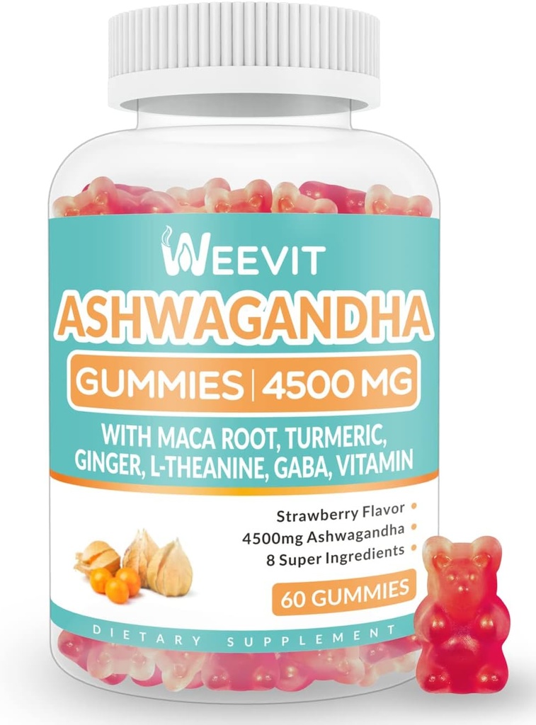 免费糖 Ashwagandha Gummys for Women & Men, Ashwagandha Gummy with Maca 根粉