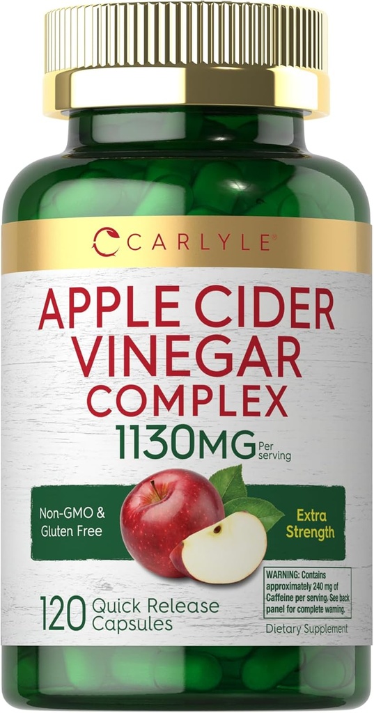Carlyle Apple Cider Vinegar Complex Capsules 120 Pills 与卡延和Ginger + Non-GMO & Gluten 免费补编