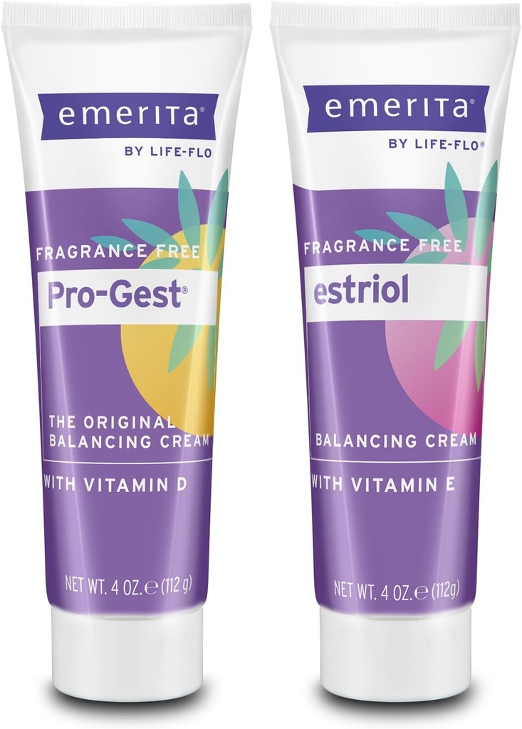 Emerita Pro-Gest 配有维生素D,Progesterone和Estriol的平衡奶油 - Fragrance Free,60天保障,4oz