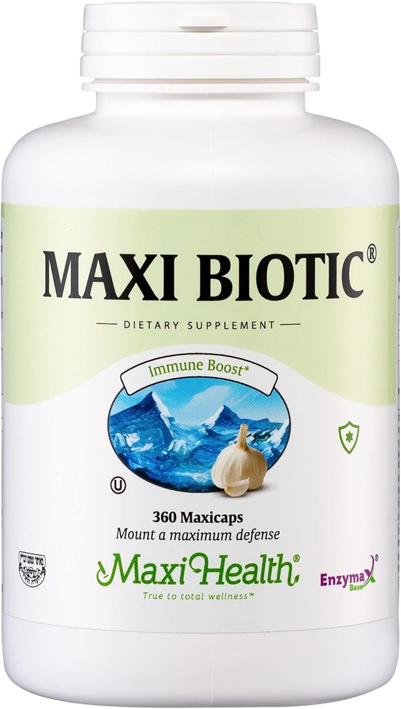 Maxi Health - Maxi Biotic Agetic Garlic Capsules (360 Counter) QQ Kyolic Garlic 配有spirulina, Echinacea, Oregano和酶-天然抗氧化剂-健康支持