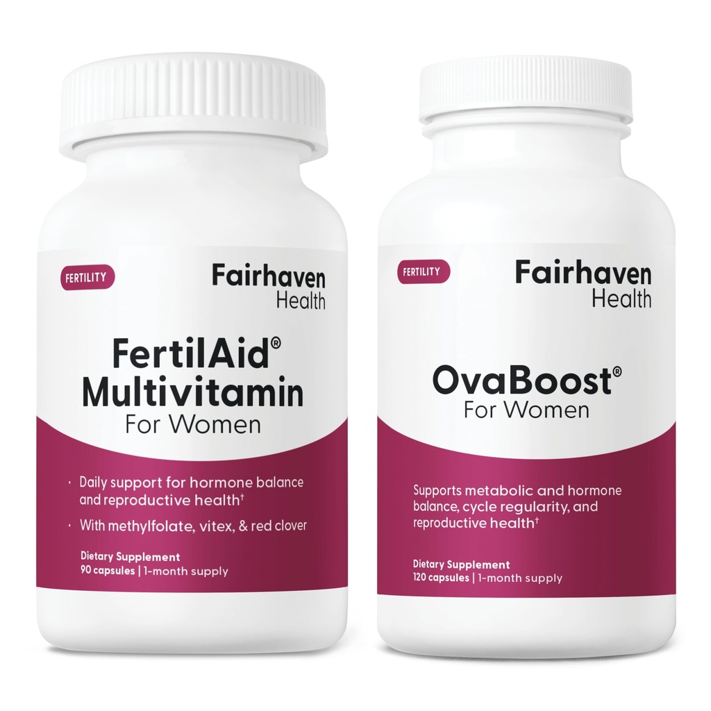 妇女和Ovaboost Combo肥料、女性生育率补充剂和天然生育率维生素与Myo-Inositol、Vitex和维生素以支持排卵、循环常态和蛋质,1个月供应