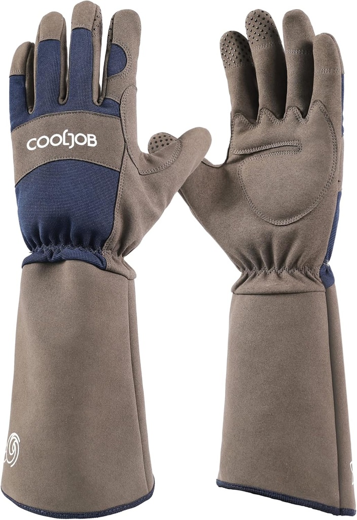 COOLJOB Thorn Prof Rose Pruning Garden Gloves for Men, Long Sleeve Padd Work for Bush, Blackberry, Cactus, High Hunty/Pure Resistant/Machine 可清洗,X大号,海军