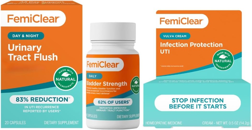 FemiClear - 日夜尿道支持 - Bladder强度补充 - 感染保护 Vulva Cream,美国预防尿道感染-制造
