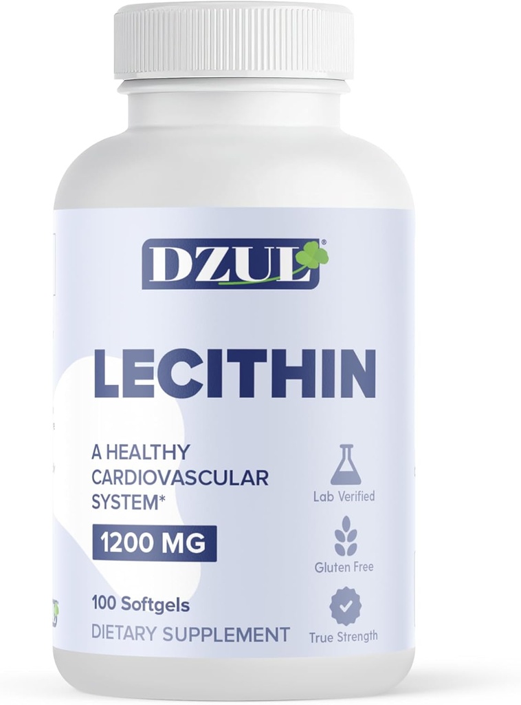 DZUL Pharma's Soy Lecithin 1200 mg / 100 软胶/高可能性,Gluten自由与实验室验证