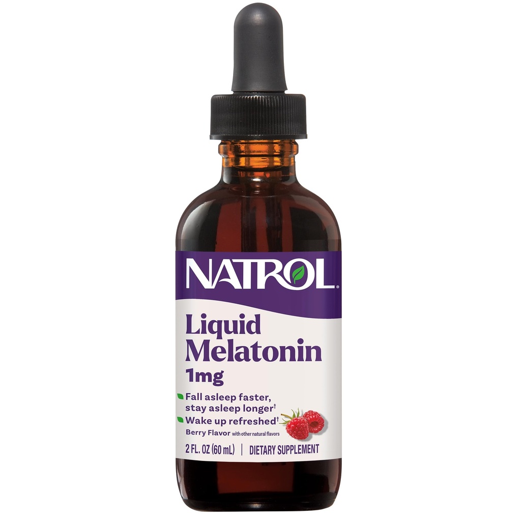 Natrol Liquid Melatonin 1 mg, 成人 Melatonin 补充剂, 以更快的速度沉睡, 保持更久的睡眠, Wake Up 刷新, 2 FL OZ Berry - 味的液体, 15种服务