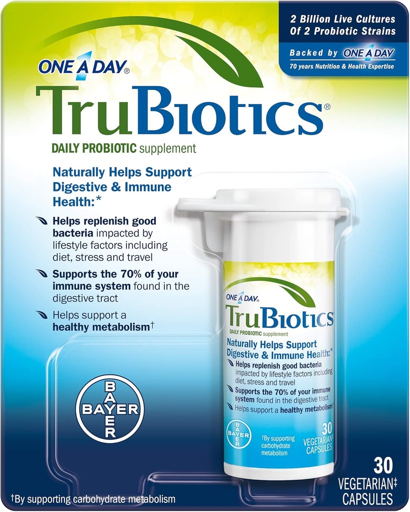 TruBiotics Daily Probiotic 30 Capsules - Gluten Free, Soy Free Digestive + 男女免疫健康支助补编(第3包)