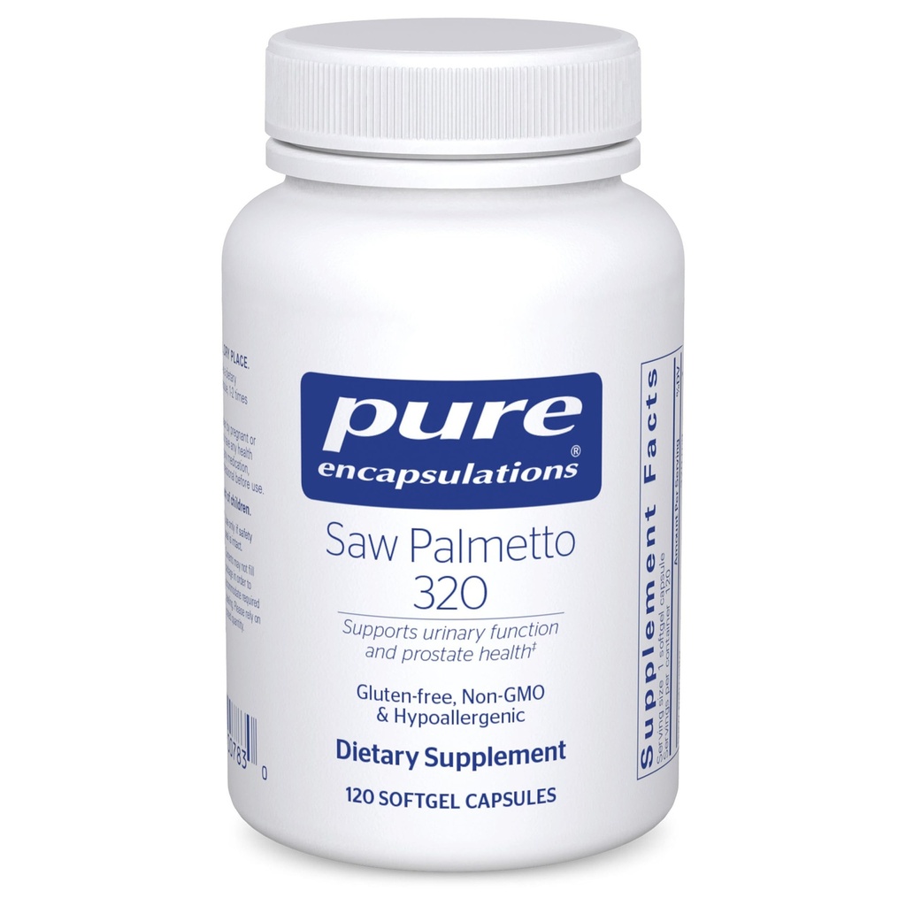 纯封装 Saw Palmetto 320 - 支持代谢学和 Urinary 函数的脂肪酸和其他基本营养物 - 带有 Saw Palmetto 提取器 - 120 Softgel Capsules