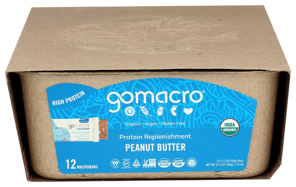 GoMacro Macro Bar 有机维根蛋白棒,花生酱,2.3 Ounce Bars(12包)
