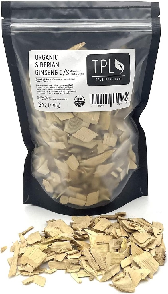 TPL 有机西伯利亚金森 Eleuthero Root 干燥 C/S 6Oz Premium 质地. 认证有机体. Gluten Free,非转基因生物和Vegan