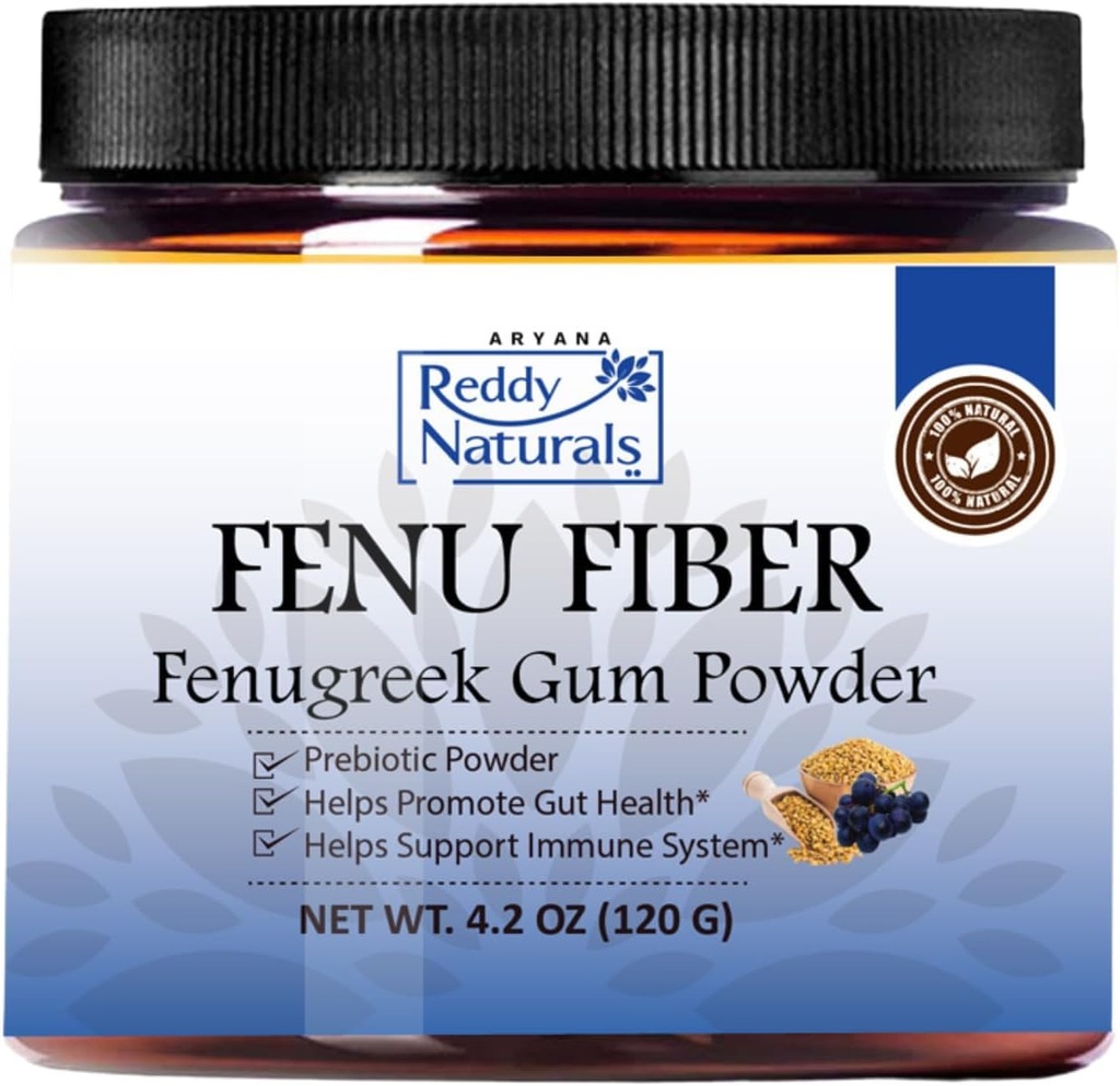 Reddy Naturals Aryana FENU Fiber – 被贬损的Fenugreek Gum Powder – 穆斯卡丁多酚 - 支持健康代谢功能 - 改善Immune和Gut健康 - 4.2 OZ(120 G)