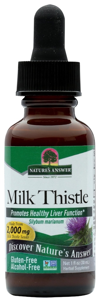 Nature's Answer Milk Thetle Extract QQ 推广健康的肝脏功能 QQ 清洁和排毒补充 QX Non-GMO, 科舍认证 & Gluten-free 1oz
