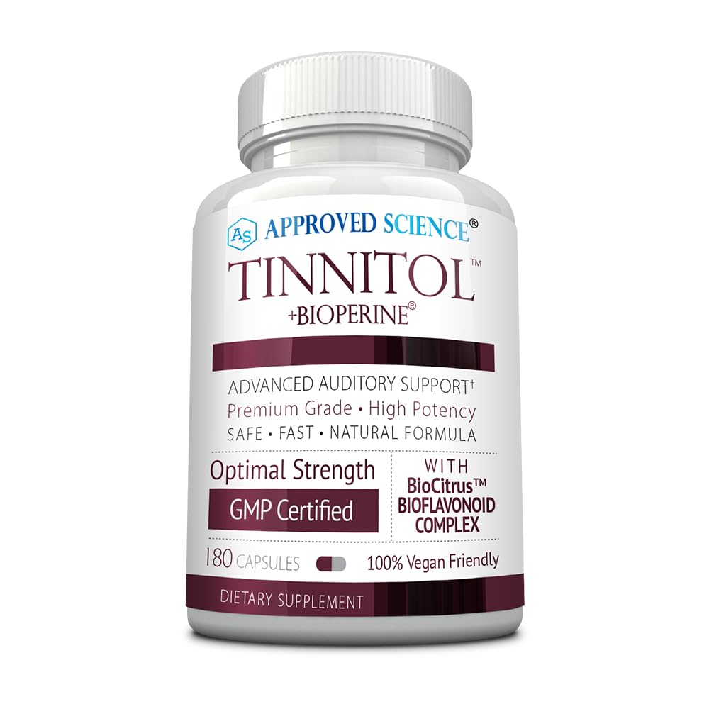 经批准的Science Tinnitol - Tinnitus支持补编 - Easy Ring in the Ears - 增强内耳健康 - 1瓶 - 3个月供应 - 美国制造