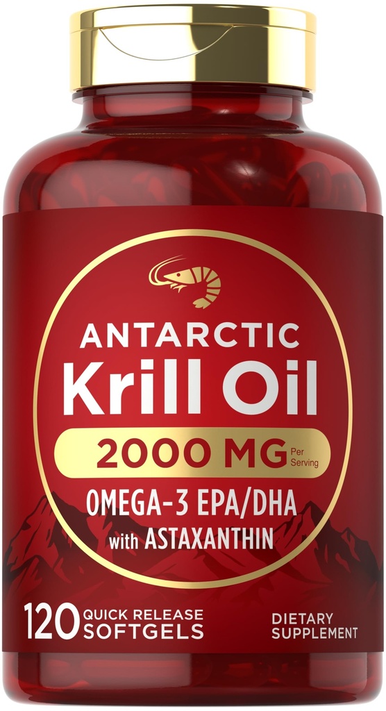 Carlyle Antartic Krill Oil 2000mg 120 Softgels Omega-3 EPA, DHA, 来源于Red Krill 最大强度 实验室测试