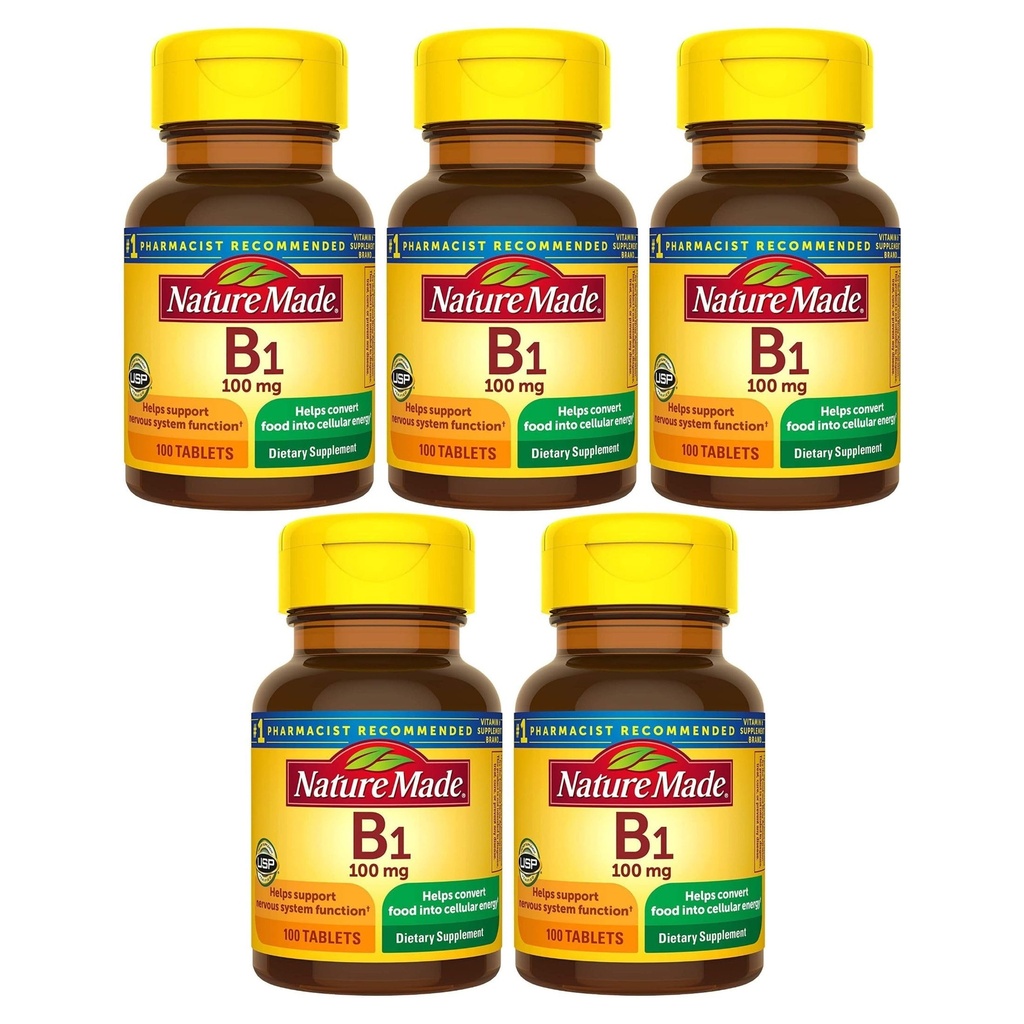 自然制造 B1 100 Mg 100 计数 (5 Pack)