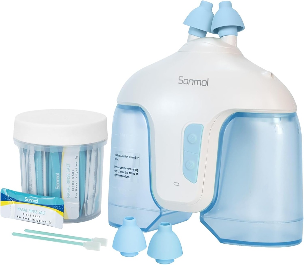 鼻灌溉系统,配有50个盐包(蓝色)、Sinus Rinse机器、Sinus成人鼻水清洁器、Nose Washer鼻水Rinsing Sinus救济机