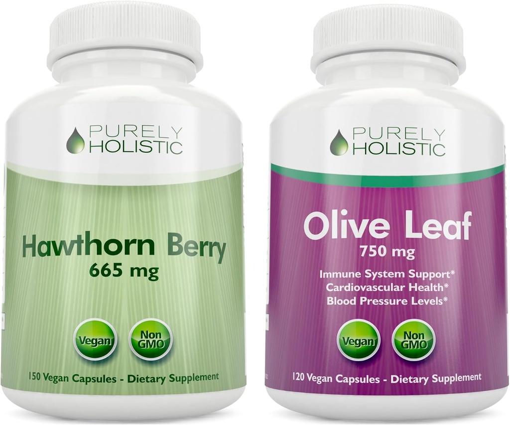 纯Holly Hollitic Horn Berry 665mg + 橄榄叶提取 750mg Bundle + 270 Vegan Capsules - 美国制造