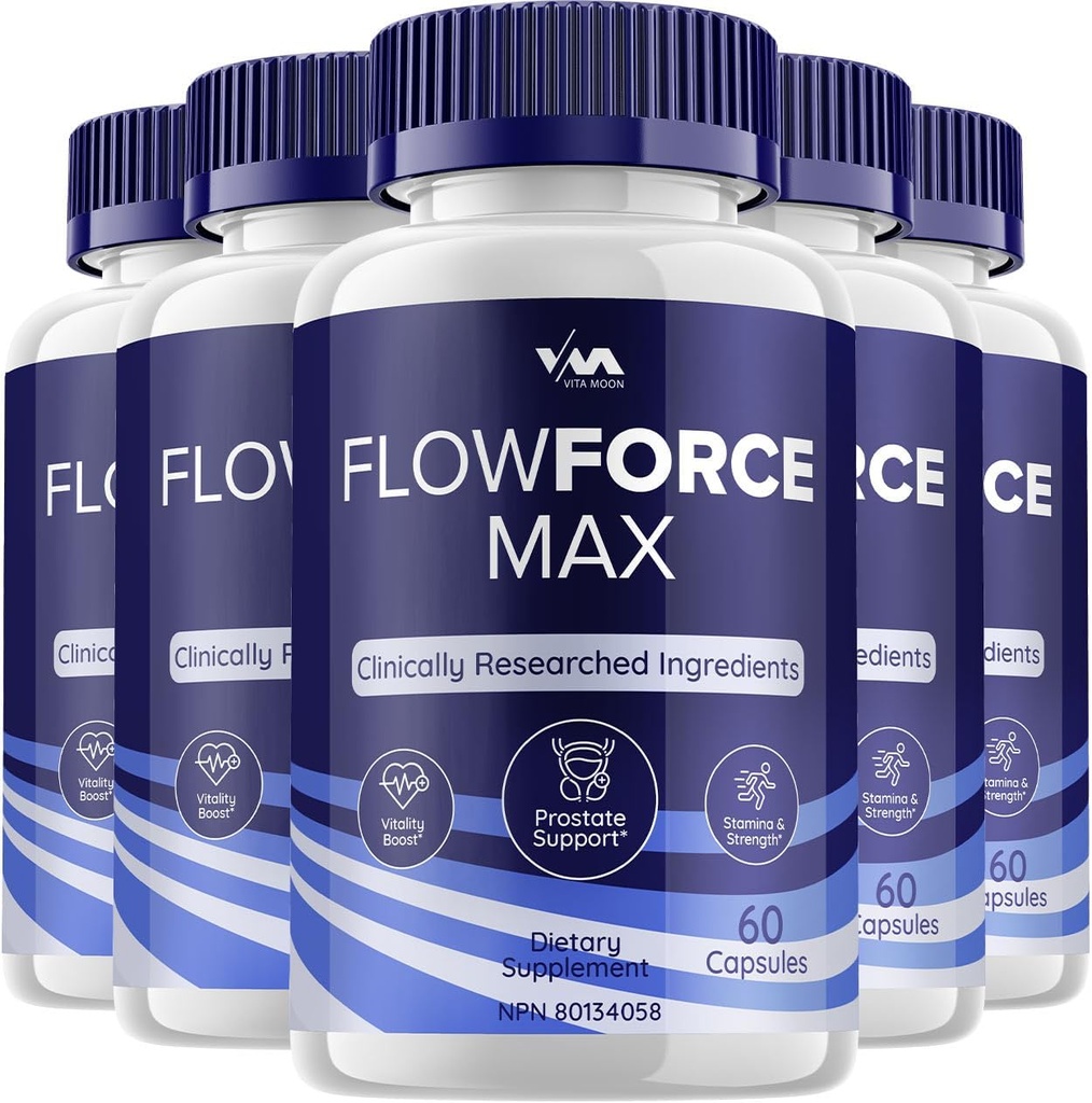 (5 Pack) FlowForceMax 前列腺支持 Capsules - Flow Force Max Pills 补充,最大强度,新改进的多维素配制, FlowForcemax Reviews, 300 Capsules