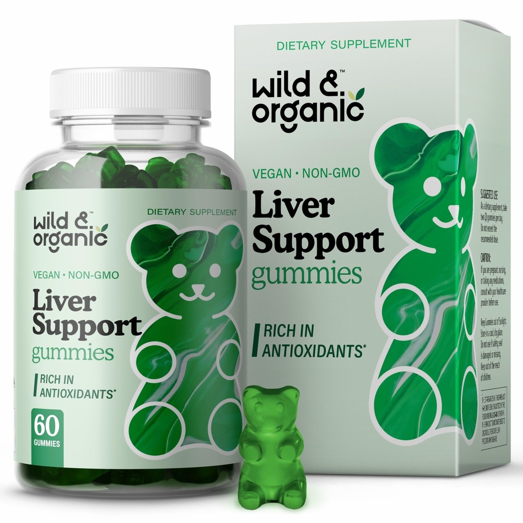 Wild & Organization Liver Support Gummys - Milk Thetle, Dandelion Root Extraction for Liver Cleanse Detox - 60 西利玛琳 Milk Thetle Gummys - Vegan, Non-GMO 草药补充品.