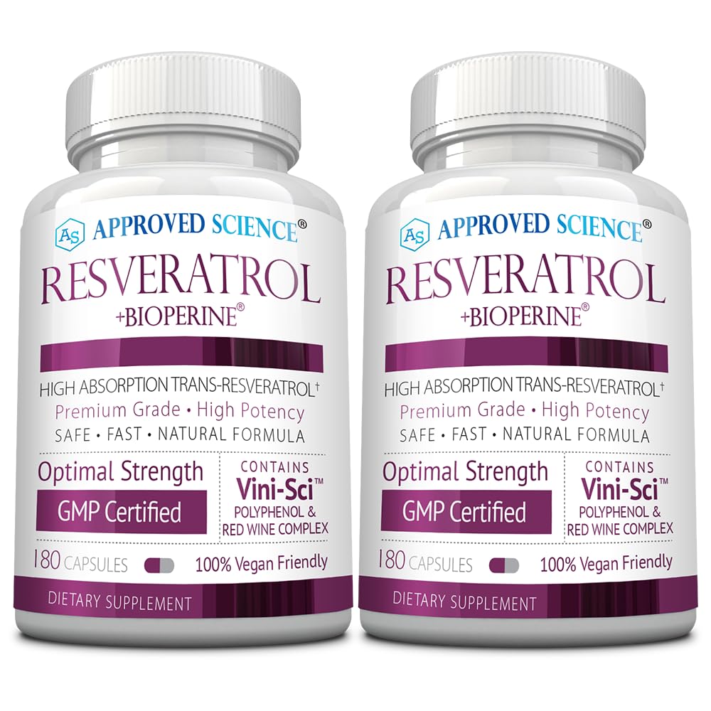 · 核准科学 − resveratrol - 1000 毫克 Trans resveratrol - 250 毫克 多酚 - 98% 纯度水平 - 包括 Bioperine - 380 Vegan 友好瓶 - 2瓶