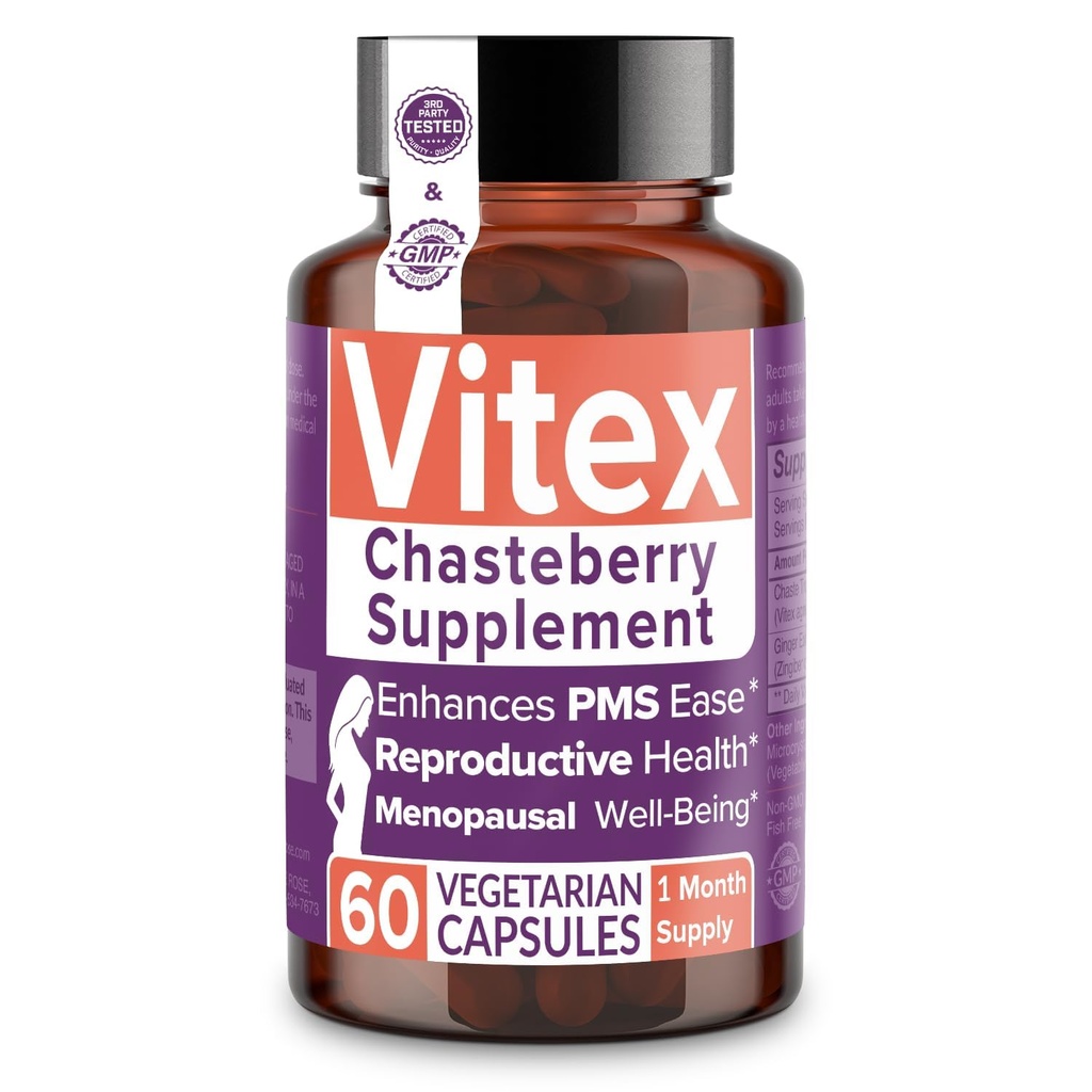 近亲的Rose Vitex Chasteberry 女性补充剂,1000毫克-Hormone平衡、生育和PMS支持的Chaste 树莓,规范循环-60卡普勒