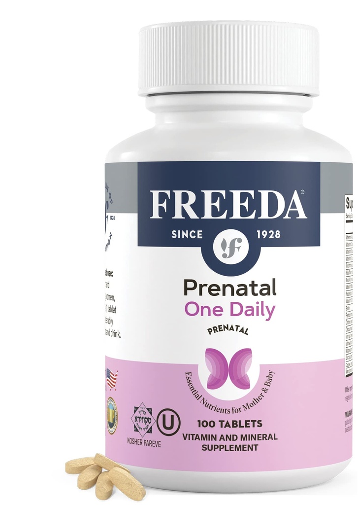 FREEDA 产前维生素 - 科舍尔 产前维生素 - 产前维生素有铁,产前叶酸,胆碱,维生素D - 每日一次产前多维生素支持孕妇和哺乳期妇女(100)