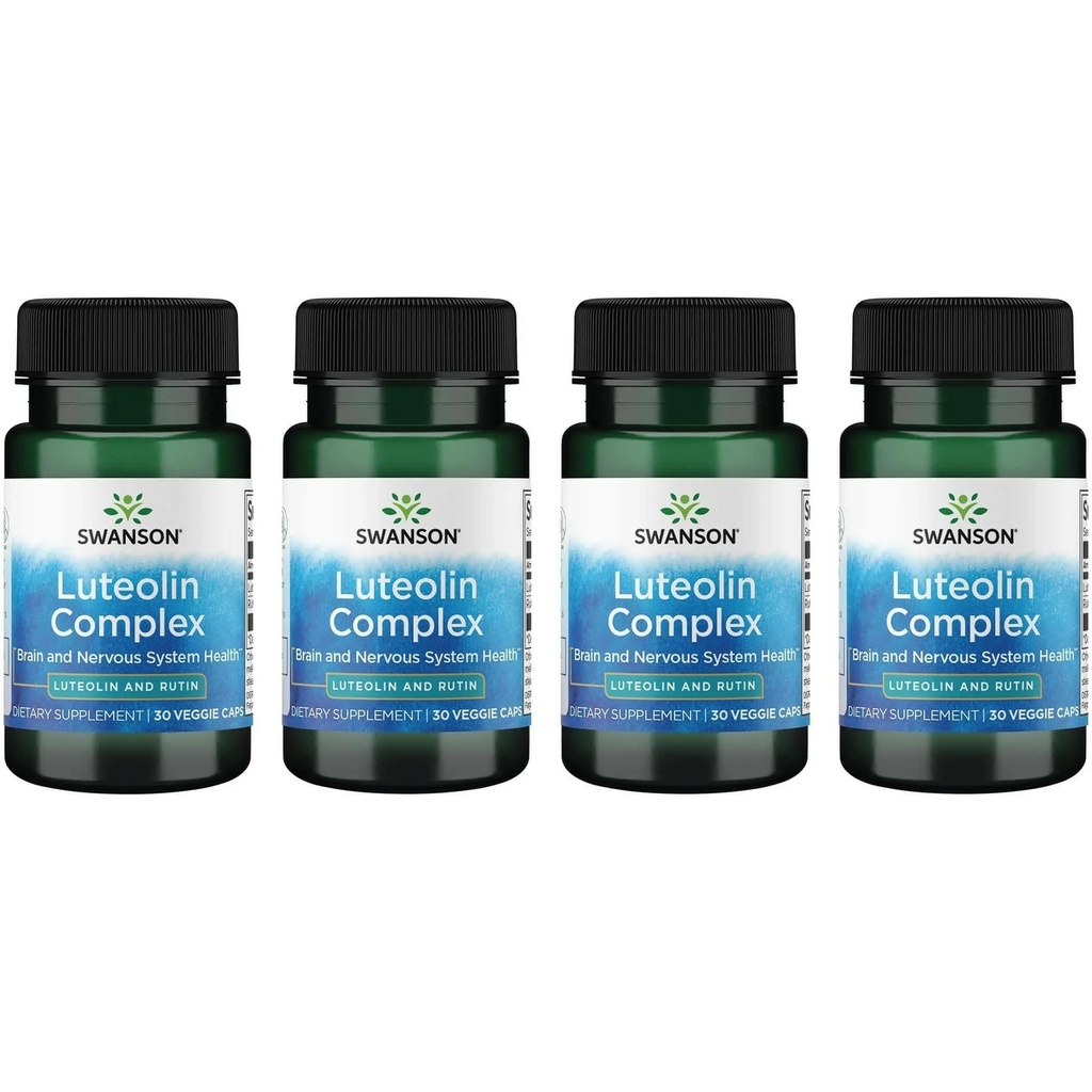 Swanson Luteolin Complex w/Rutin - 大脑支持补充促进记忆,Mood和认知健康 - 帮助维持神经系统的自然公式 - (30 Veggie Capsules) 4 Pack