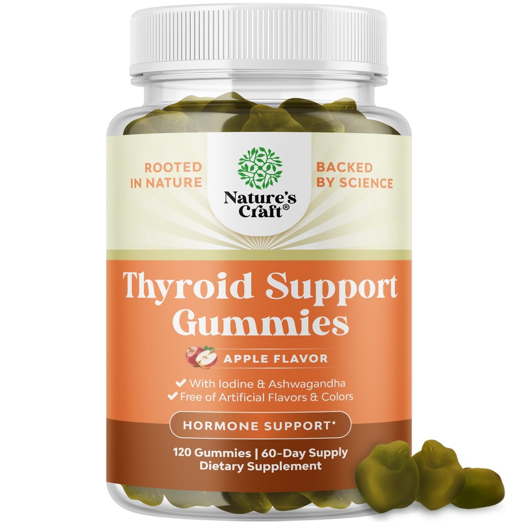 Natures Craft Vegan 甲状腺素Gummys with Sea Moss - 甲状腺素支持Gummys 全面支持使用碘硒和其他潜能维生素的男子和妇女 - Gelatin-Free Non-GMO 120