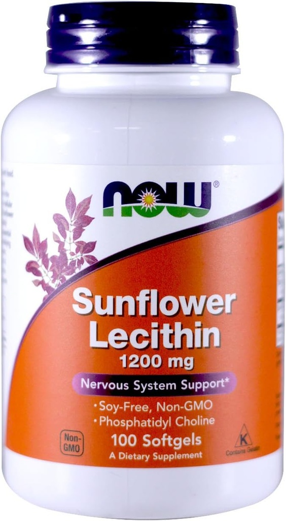 现在食品 葵花 Lecithin Non-GMO, 1200 mg, 100 Sgels (2 Pack)