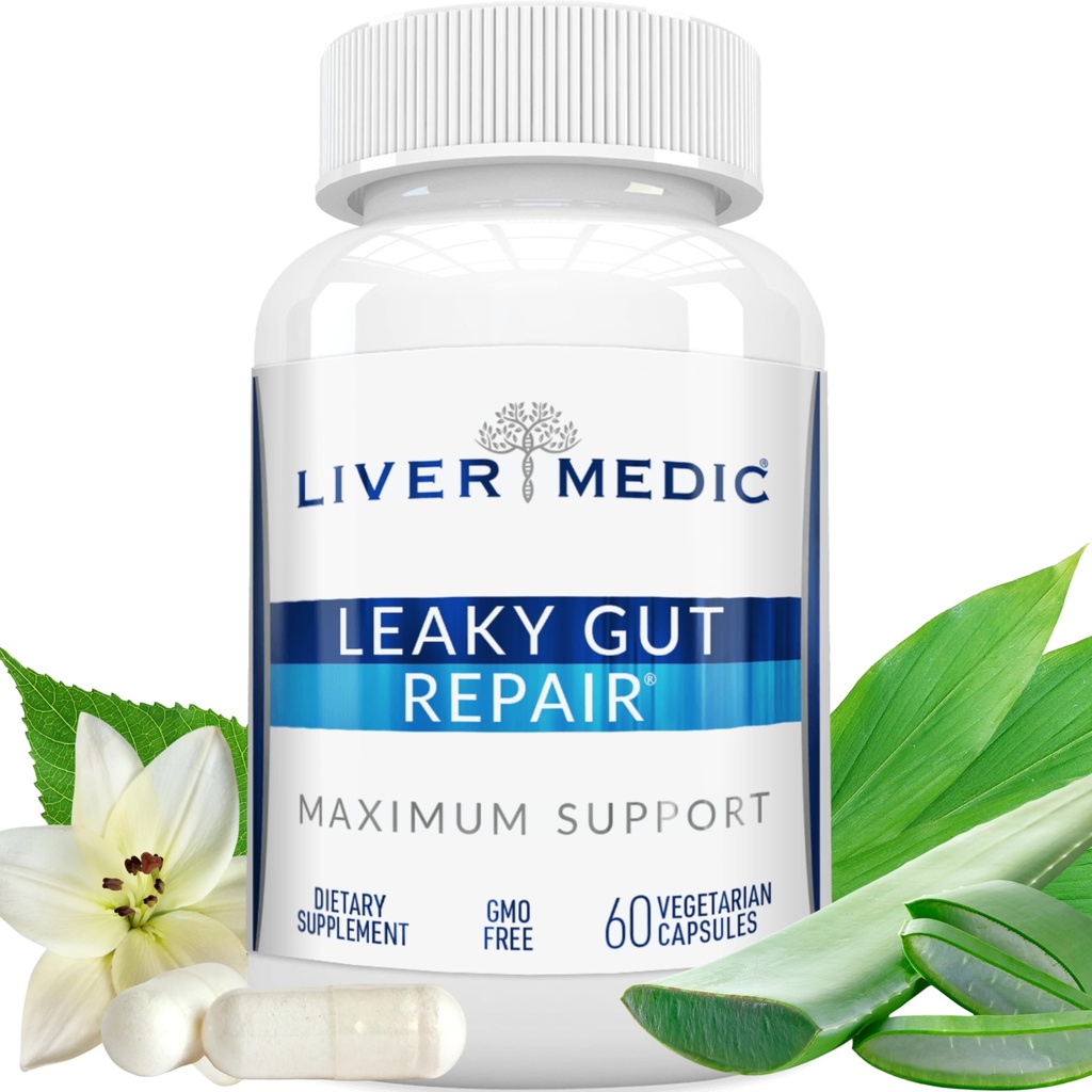 液态胶体修复 天然胶体健康补充 Glutamine 有机滑化 Elm NAG 沼泽胶体根 Aloe Vera MSM Quercetin Bromelain 促进消化酶, Gut Wellness 1000mg 60 Caps
