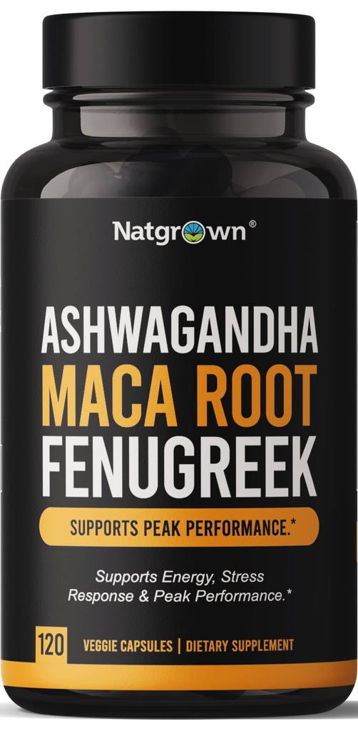 Ashwagandha Maca Root Fenugreek 提取卡普勒斯男女补充剂-维根药丸(120个计数)
