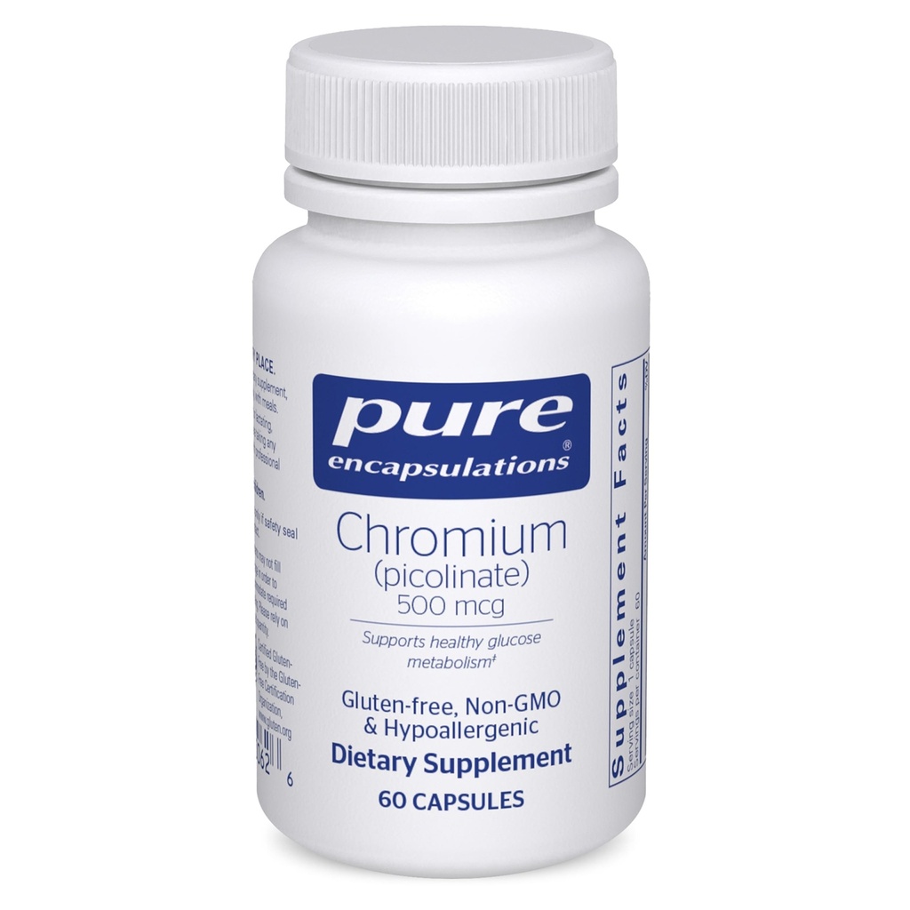 纯封装铬(Picolinate) 500 mcg - 用于 Lipid & Carbohydrate代谢* - 矿物补充 - 高级吸收铬补充 - Vegan & Gluten Free - 60 capsules