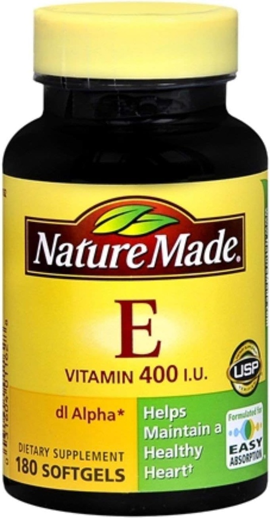 Nature Made dl-Alpha Vitamin E 400 IU Softgels 180 Soft Gels (Pack of 8) (英语:Pack of 8) (英语).