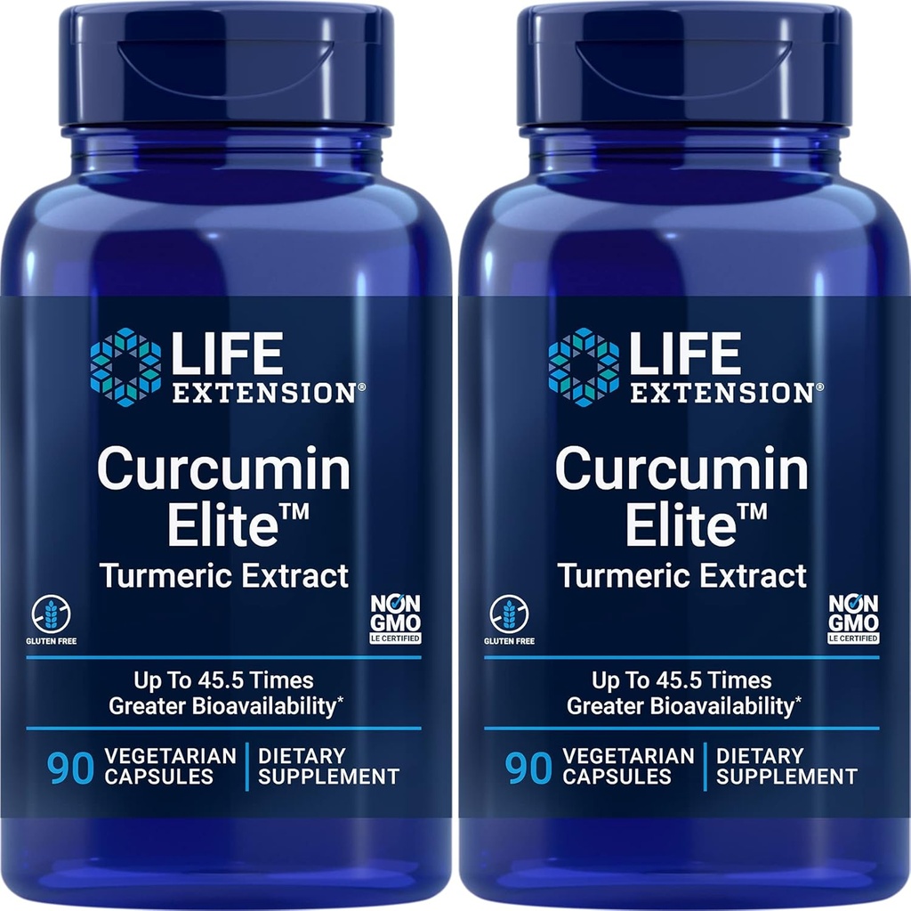 寿命延长 Curcumin Elite Turmeric 提取器, 90 Caps (Pack of 2)