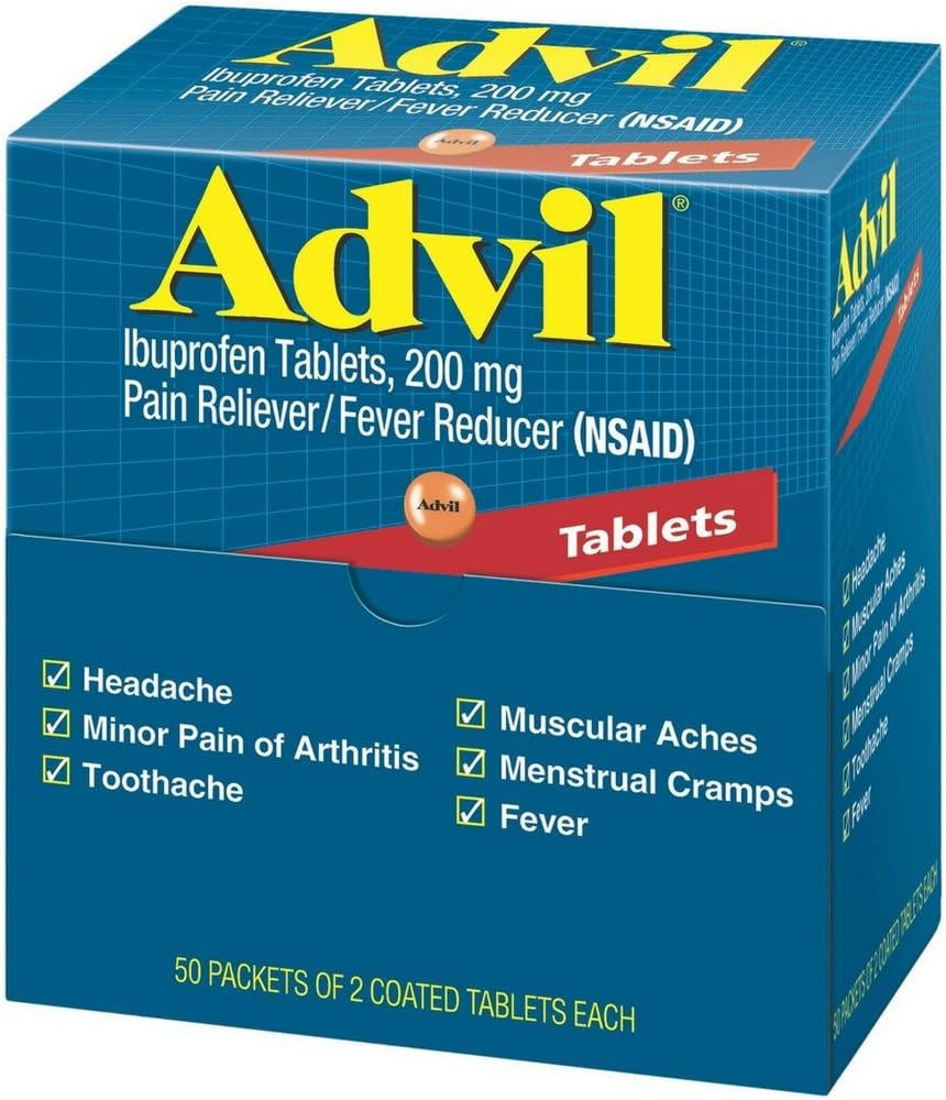 Advil Ibuprofen, 200mg, 50 包两块纸板(包4)