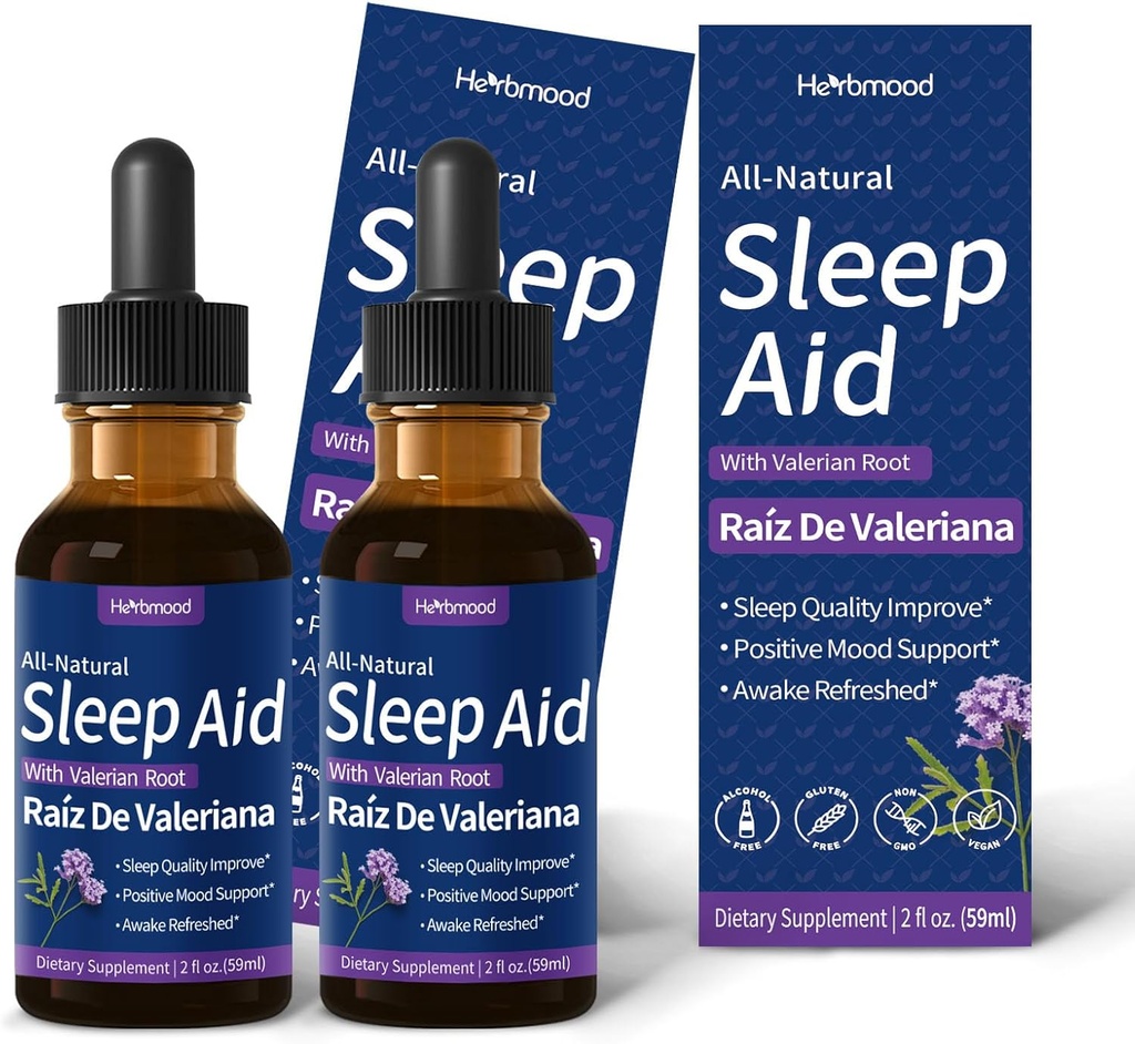 Valerian Root Sleep Supports Drops, Gotas de Manzanilla y Flor de Jamaica y Valeriana para Dormir, Nature Herbal 提取液体用于深睡。 4oz