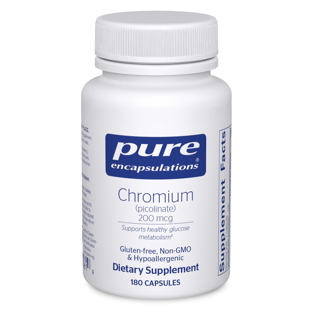 纯封装铬(Picolinate) 200 mcg → 健康 Lipid 和 Carbohydrate 代谢支持的伪增生剂 * * 180 capsules